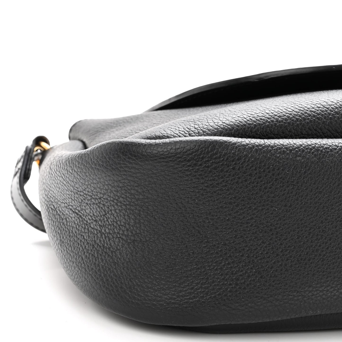 Shiny Grained Calfskin Marcie Clutch Black