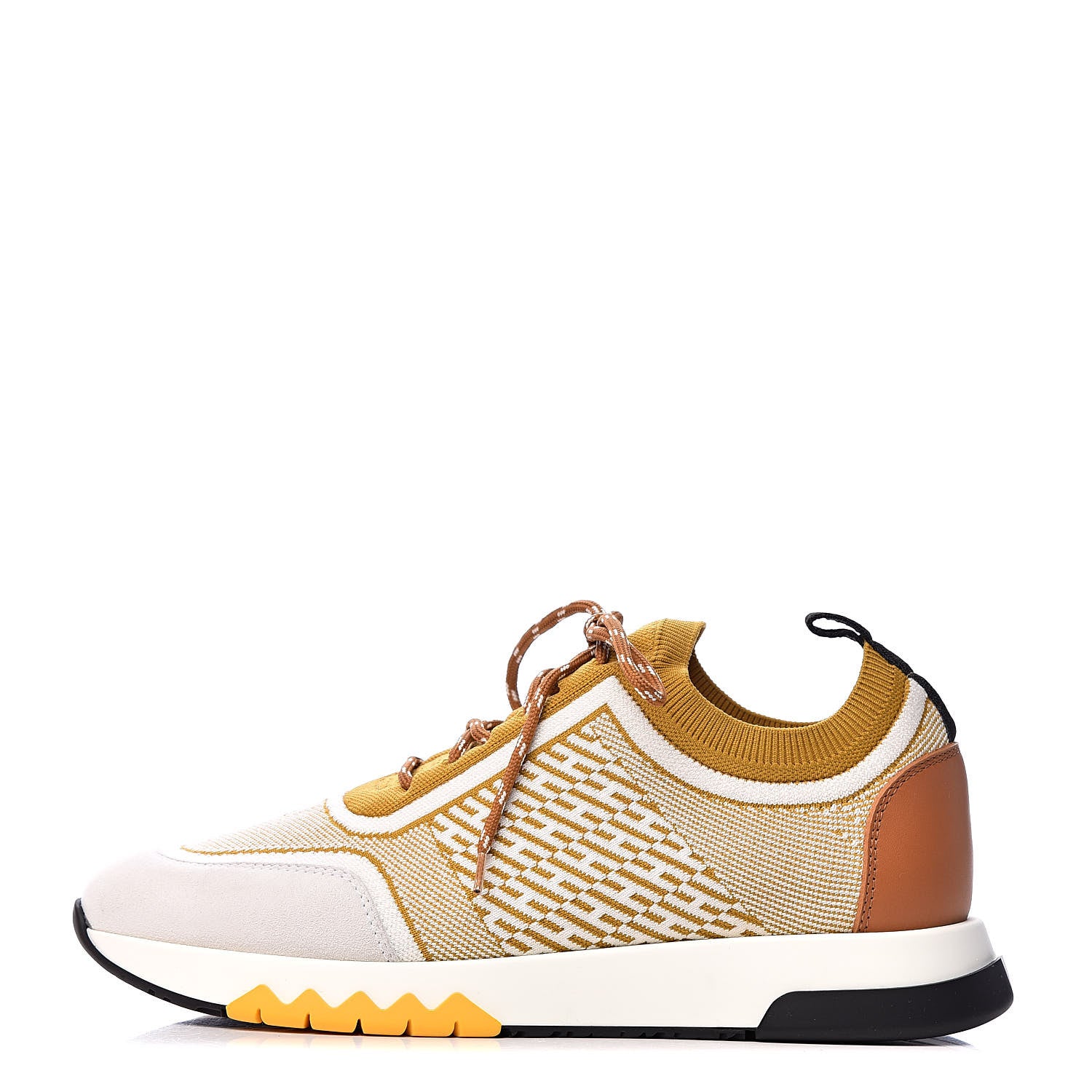 Hermes Knit Goatskin Womens Addict Sneakers 36 Ocre 1 of 10