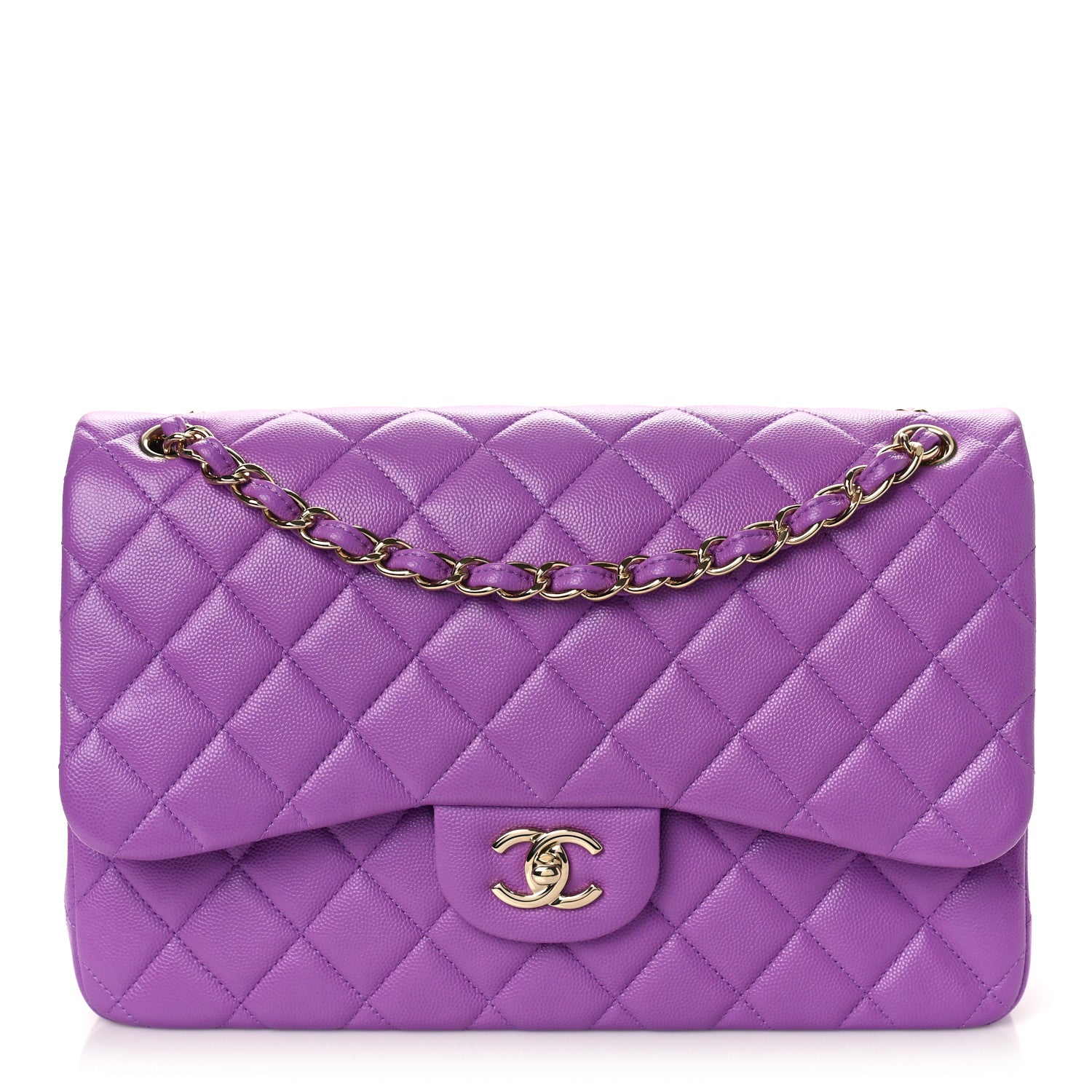 Chanel Caviar Quilted Jumbo Double Flap Purple 1 of 9