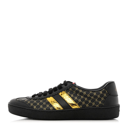 Gucci X DAPPER DAN Calfskin Laminated Ayers GG Micro Monogram Womens G74 Sneakers 35.5 Black Gold 1 of 10