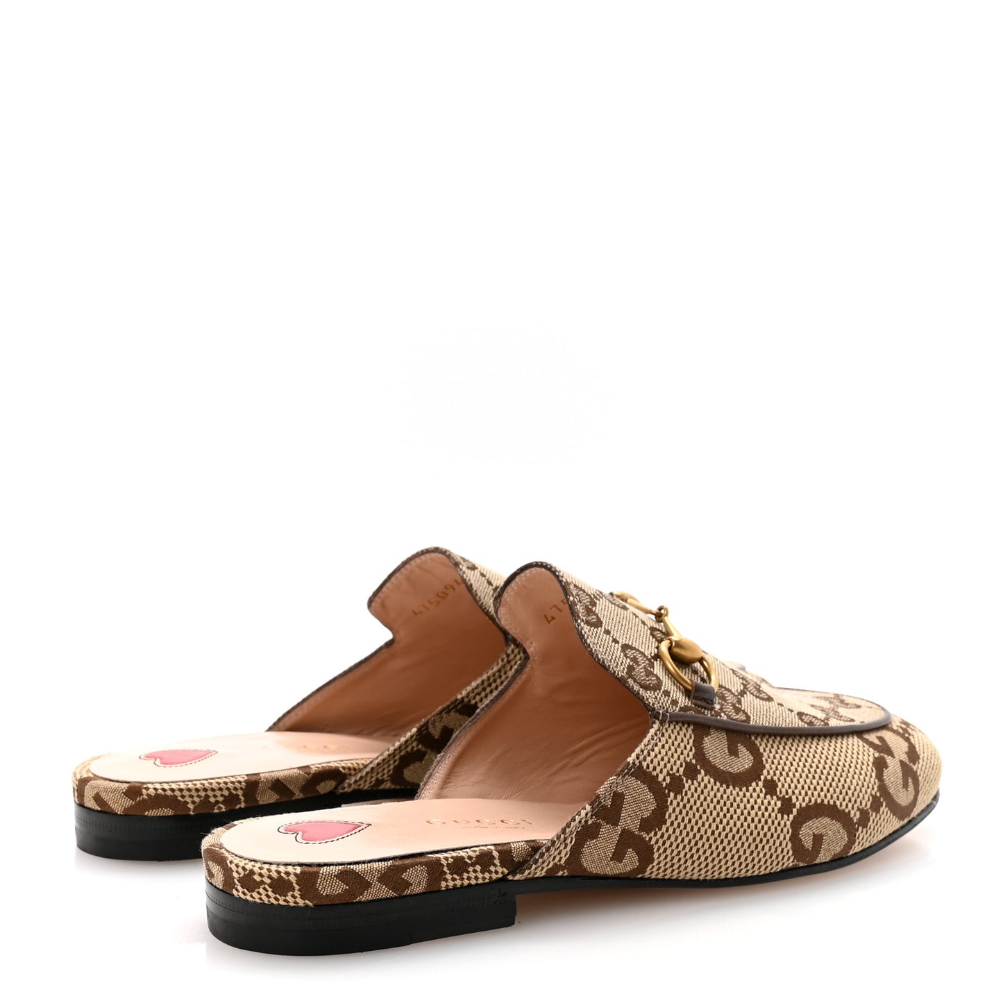 Monogram Jumbo GG Malaga Kid Womens Princetown Slippers 35.5 Camel Ebony New Acero Beige