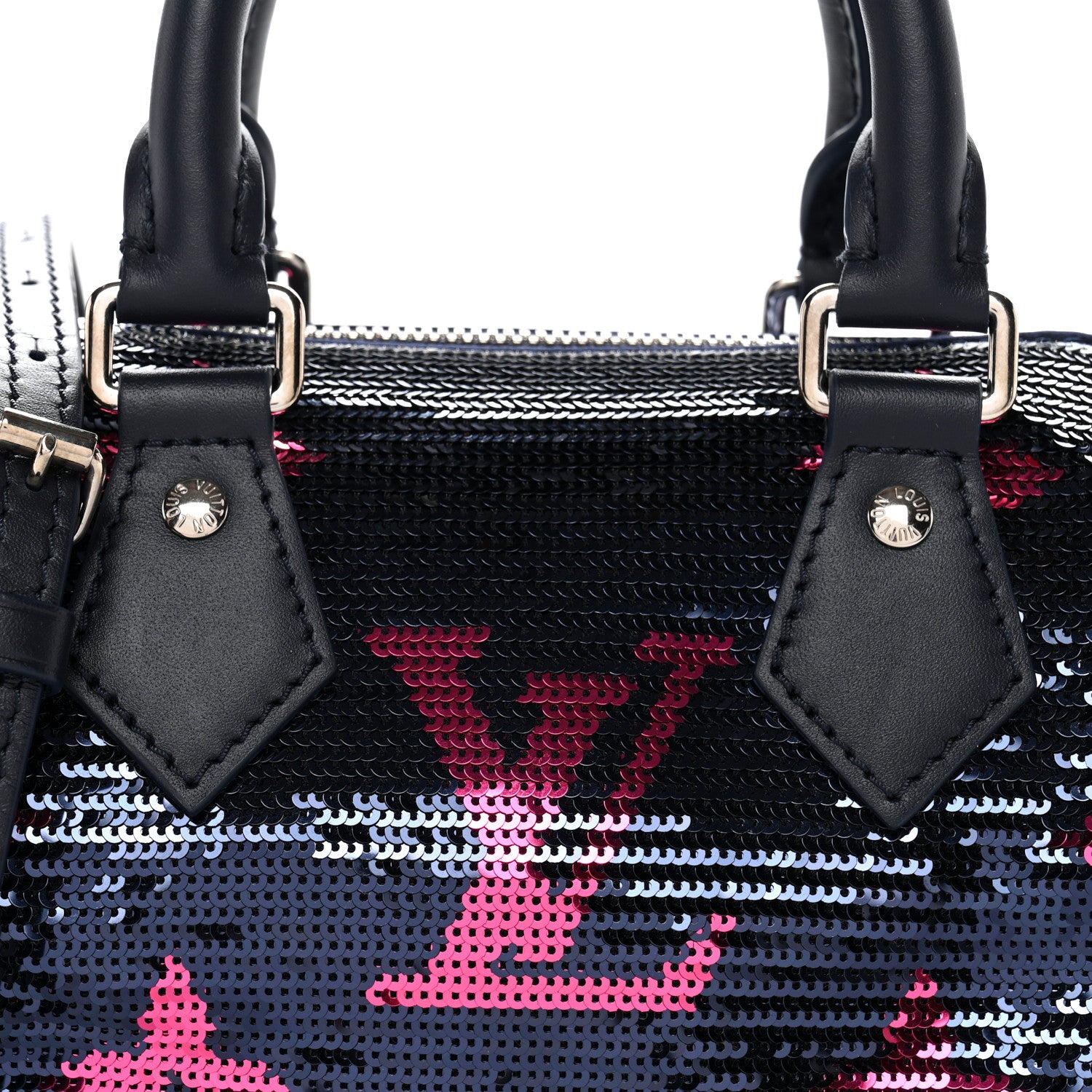 Louis Vuitton Giant Monogram Sequins Speedy Bandouliere 18 Navy Fuchsia 7 of 9