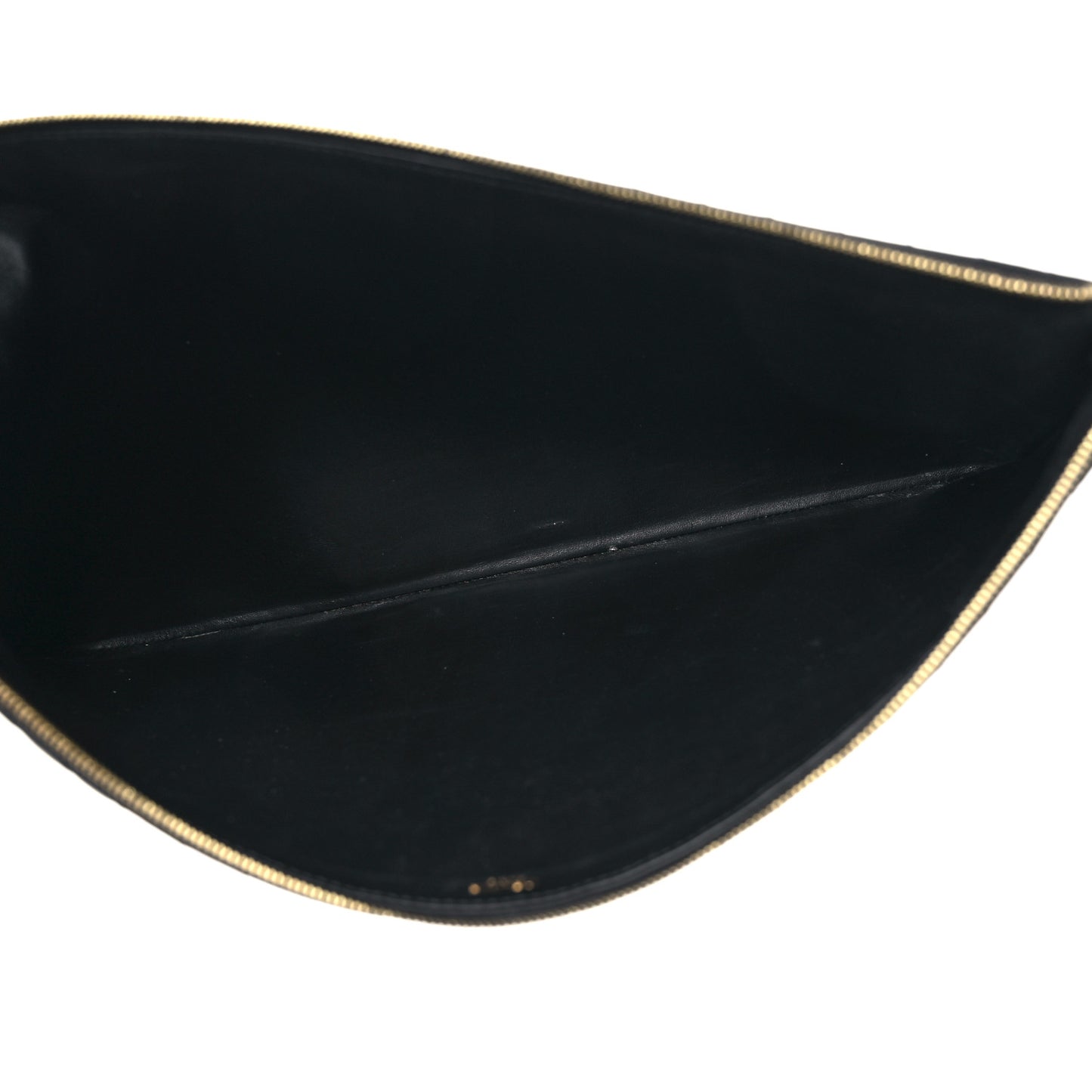 Calfskin Quilted C Charm Pouch Black