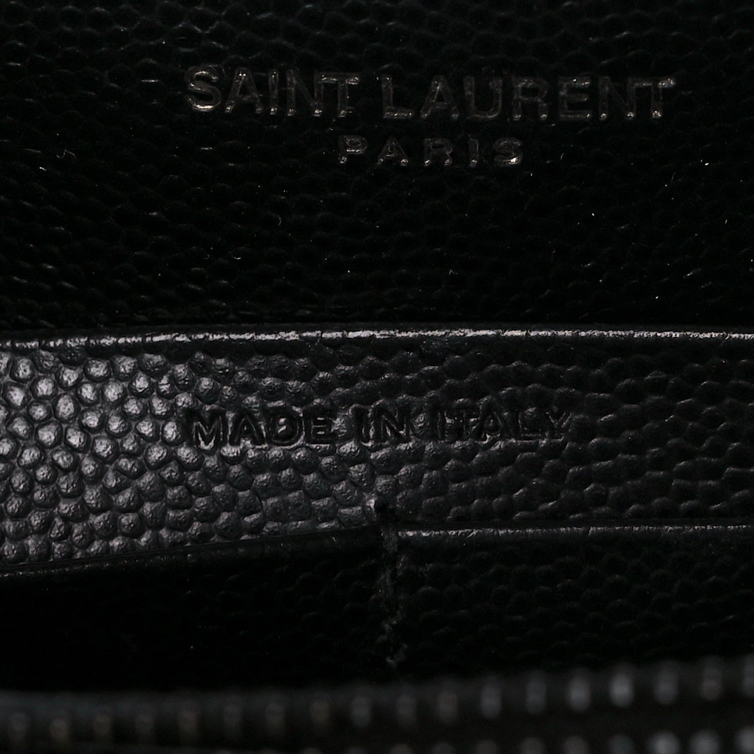 Saint Laurent Grain De Poudre Matelasse Chevron Monogram Monochrome Envelope Chain Wallet Black 7 of 10