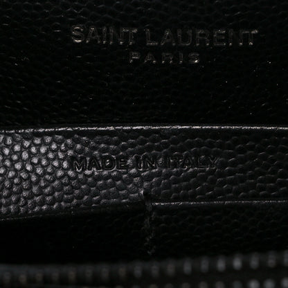 Saint Laurent Grain De Poudre Matelasse Chevron Monogram Monochrome Envelope Chain Wallet Black 7 of 10