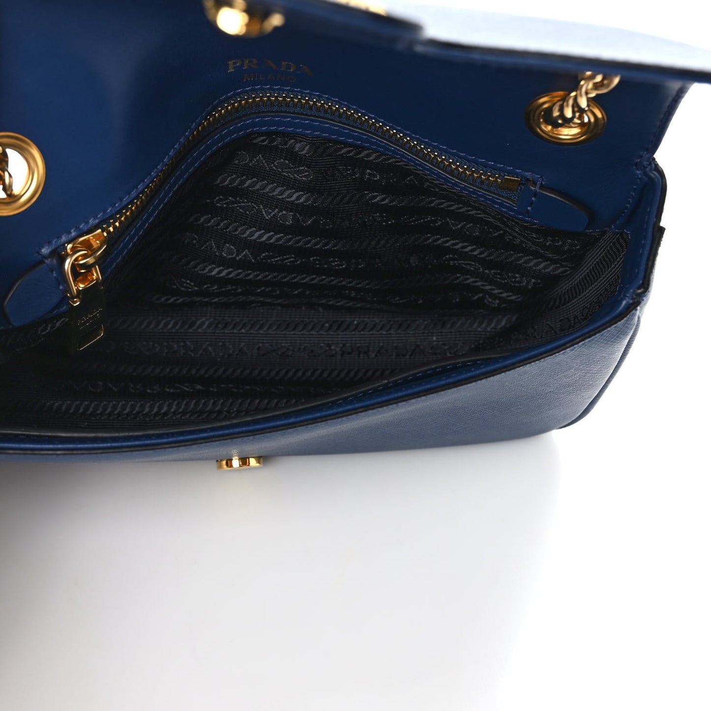 Saffiano Flap Shoulder Bag Bluette