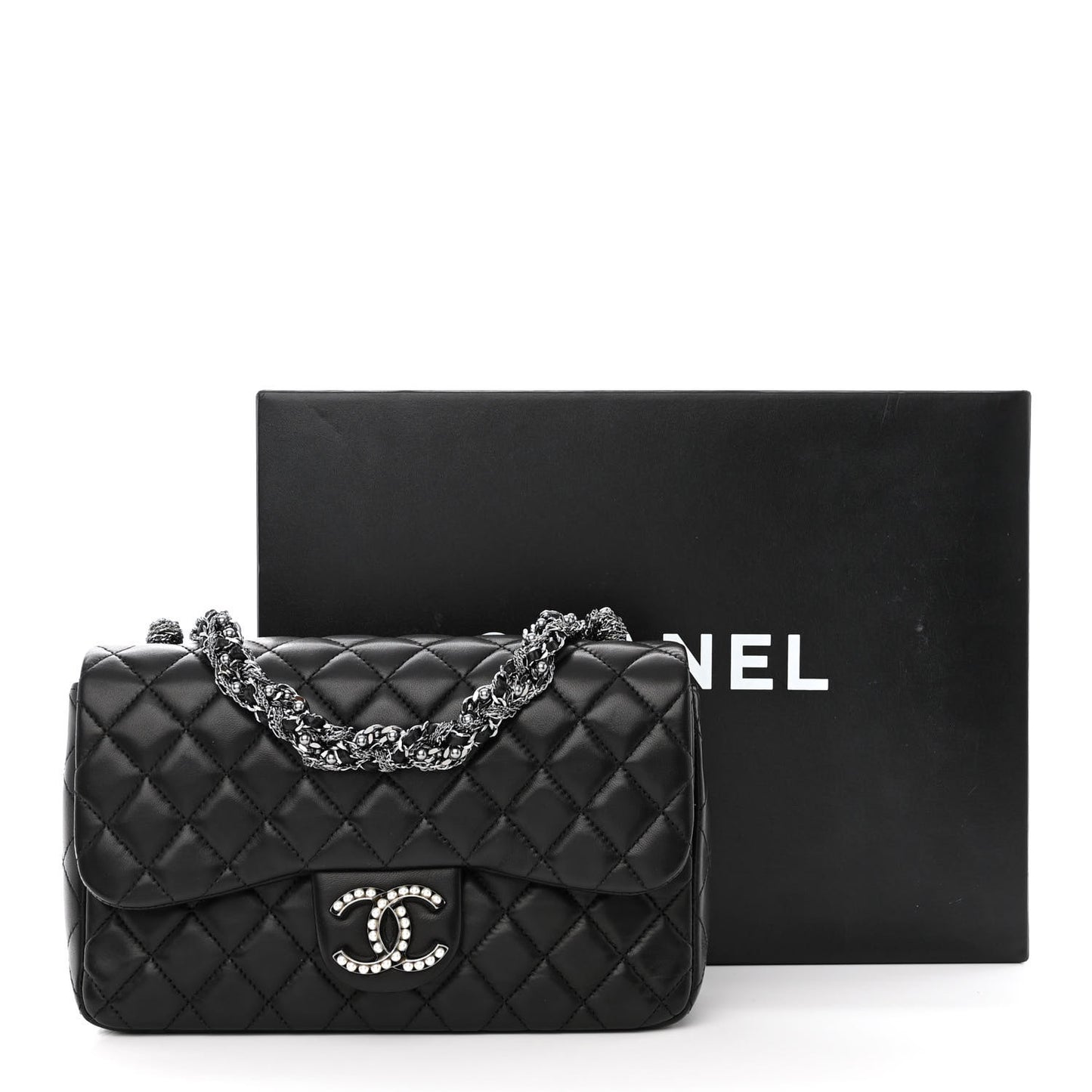 Lambskin Quilted Medium Westminster Pearl Flap Black