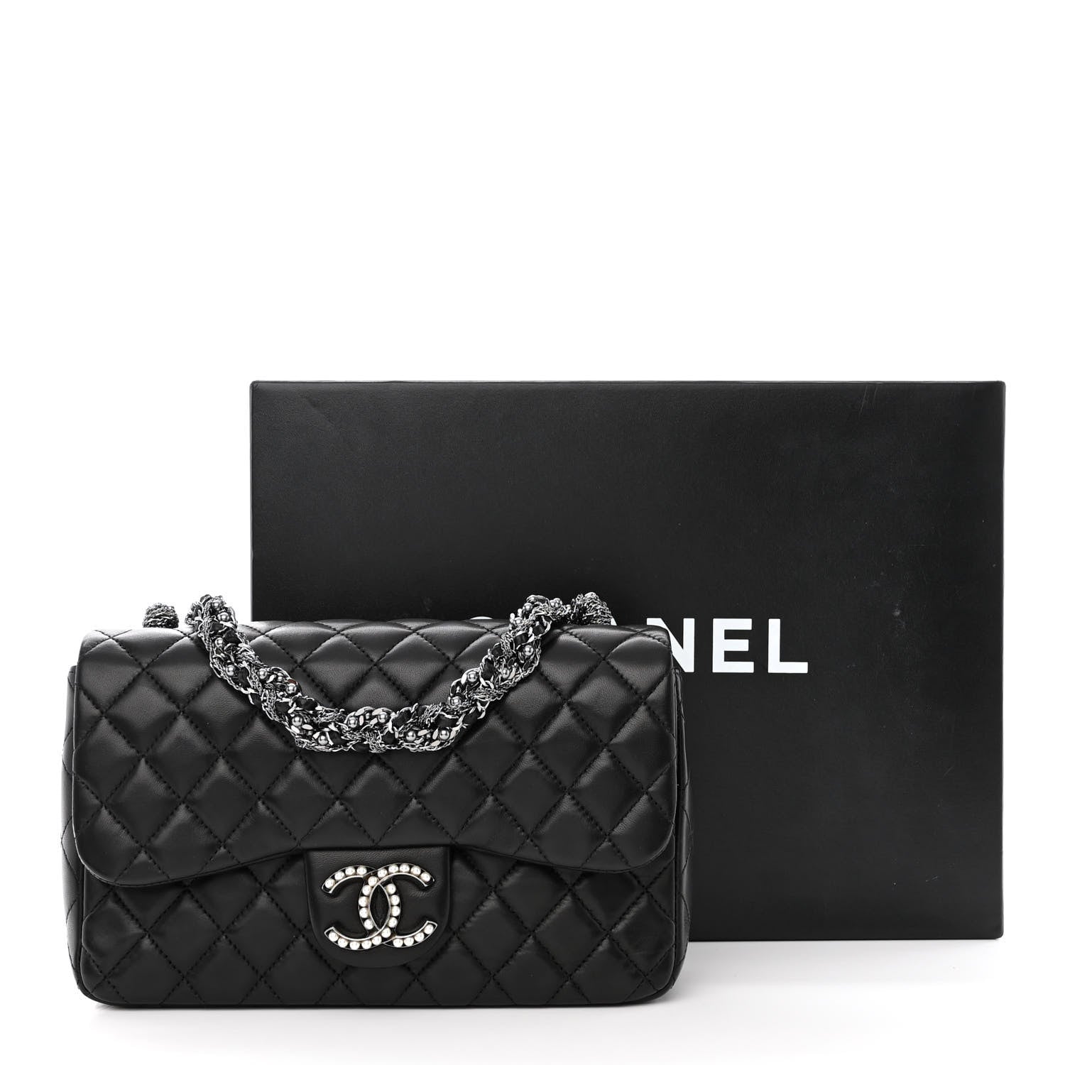 Chanel Lambskin Quilted Medium Westminster Pearl Flap Black 10 of 10