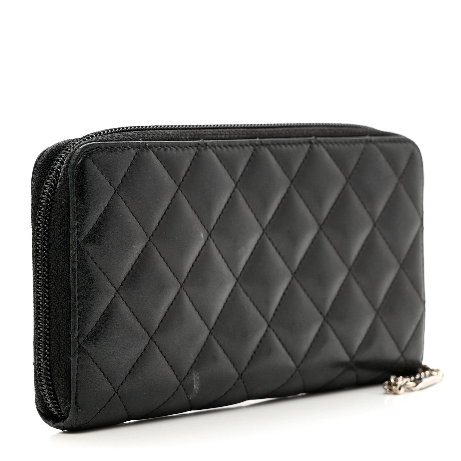 Chanel Calfskin Quilted Cambon Large Gusset Zip Around Wallet Black 3 of 12