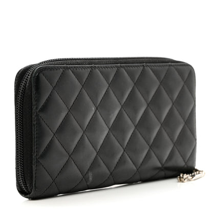 Chanel Calfskin Quilted Cambon Large Gusset Zip Around Wallet Black 3 of 12