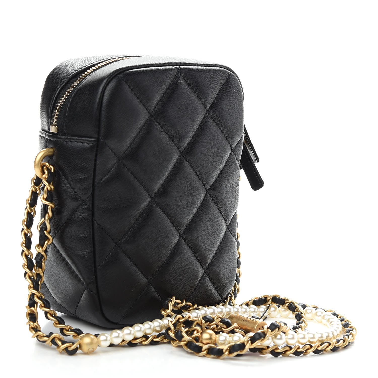 Chanel Lambskin Quilted Vertical My Perfect Camera Case Black 3 of 9