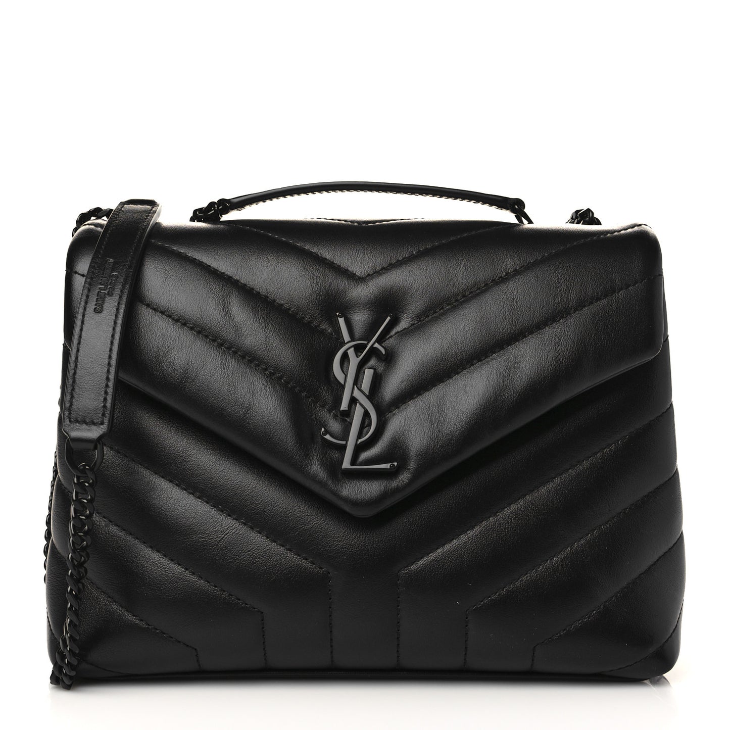 Calfskin Y Quilted Monogram Monochrome Small Loulou Chain Satchel Black