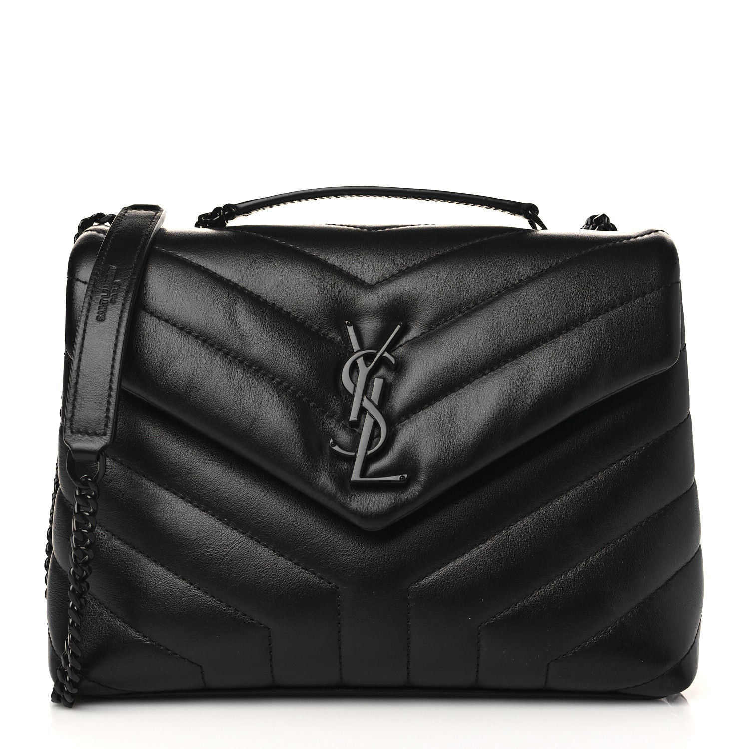 Saint Laurent Calfskin Y Quilted Monogram Monochrome Small Loulou Chain Satchel Black 1 of 9