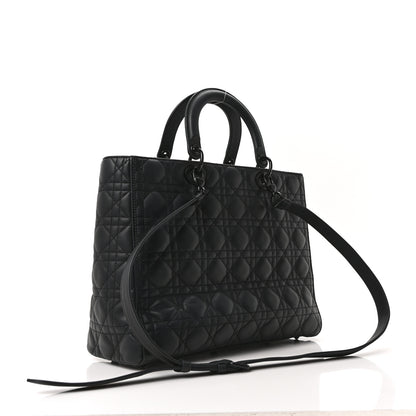 Christian Dior Ultra Matte Calfskin Cannage Large Lady Dior Black 3 of 10