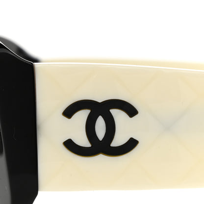 Chanel Acetate Shield Sunglasses 71466 White Black 5 of 9