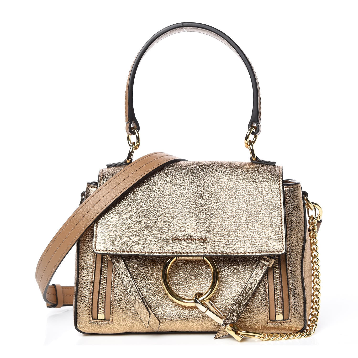 Chloe Metallic Calfskin Mini Faye Day Shoulder Bag Gold 1 of 11