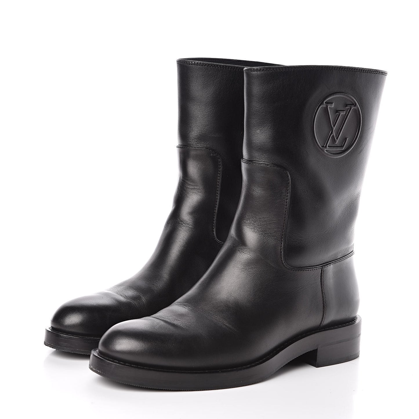 Calfskin Overdrive Flat Half Boots 37 Black
