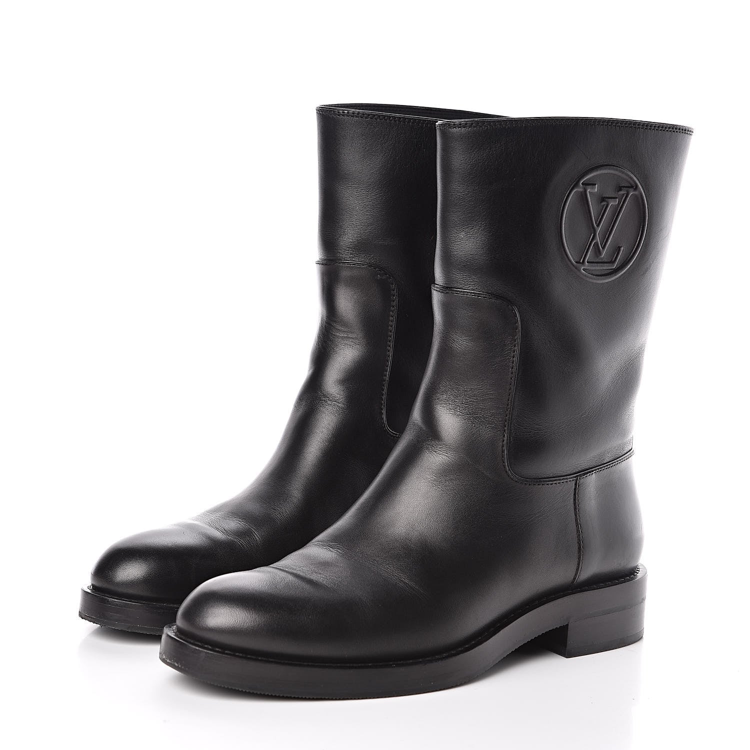 Louis Vuitton Calfskin Overdrive Flat Half Boots 37 Black 3 of 8