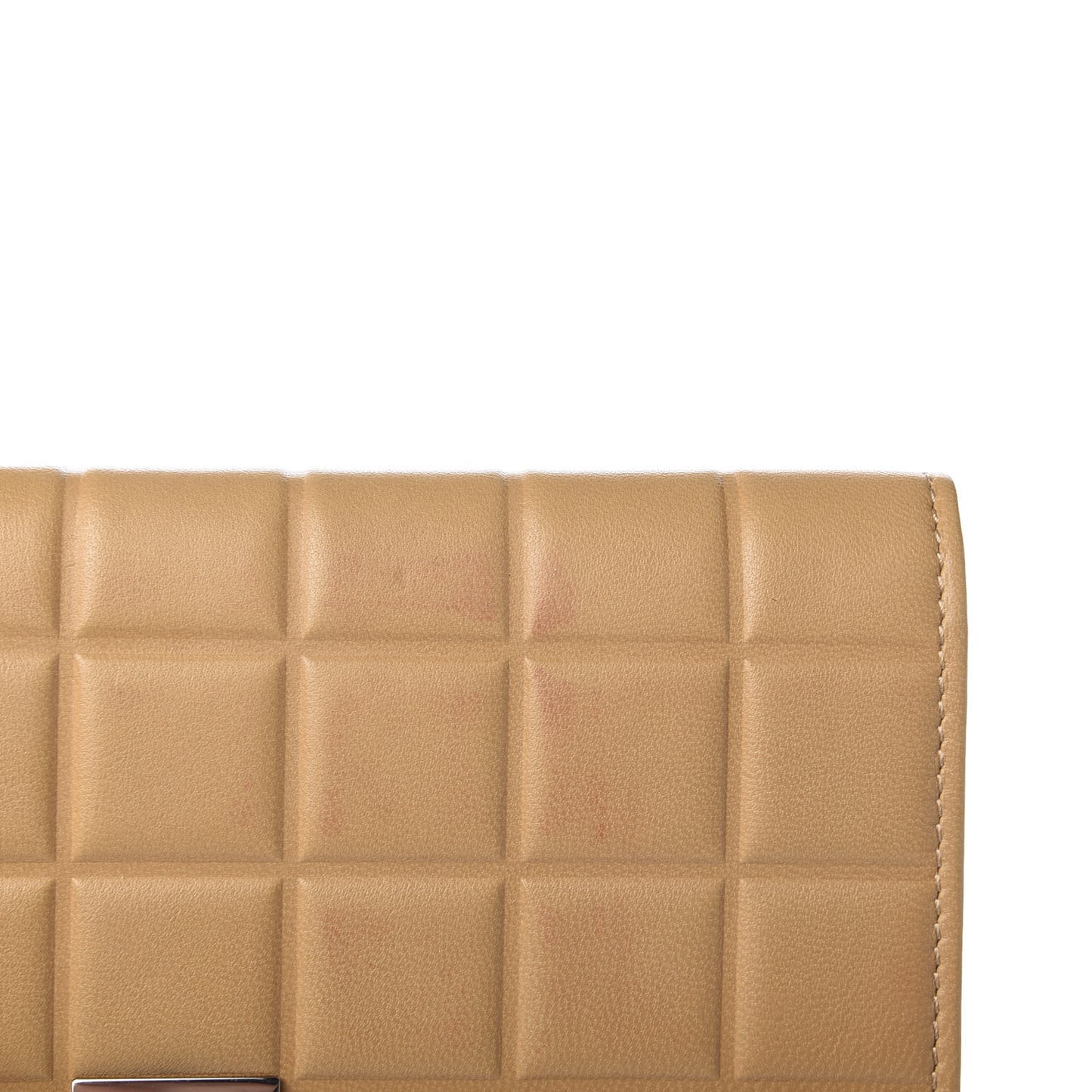 Lambskin Quilted Chocolate Bar Long Wallet Beige