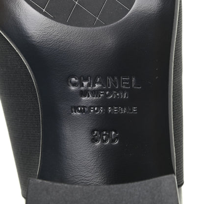 Chanel Calfskin Elastic Lace Up Cap Toe CC Loafers 36 Black 6 of 8