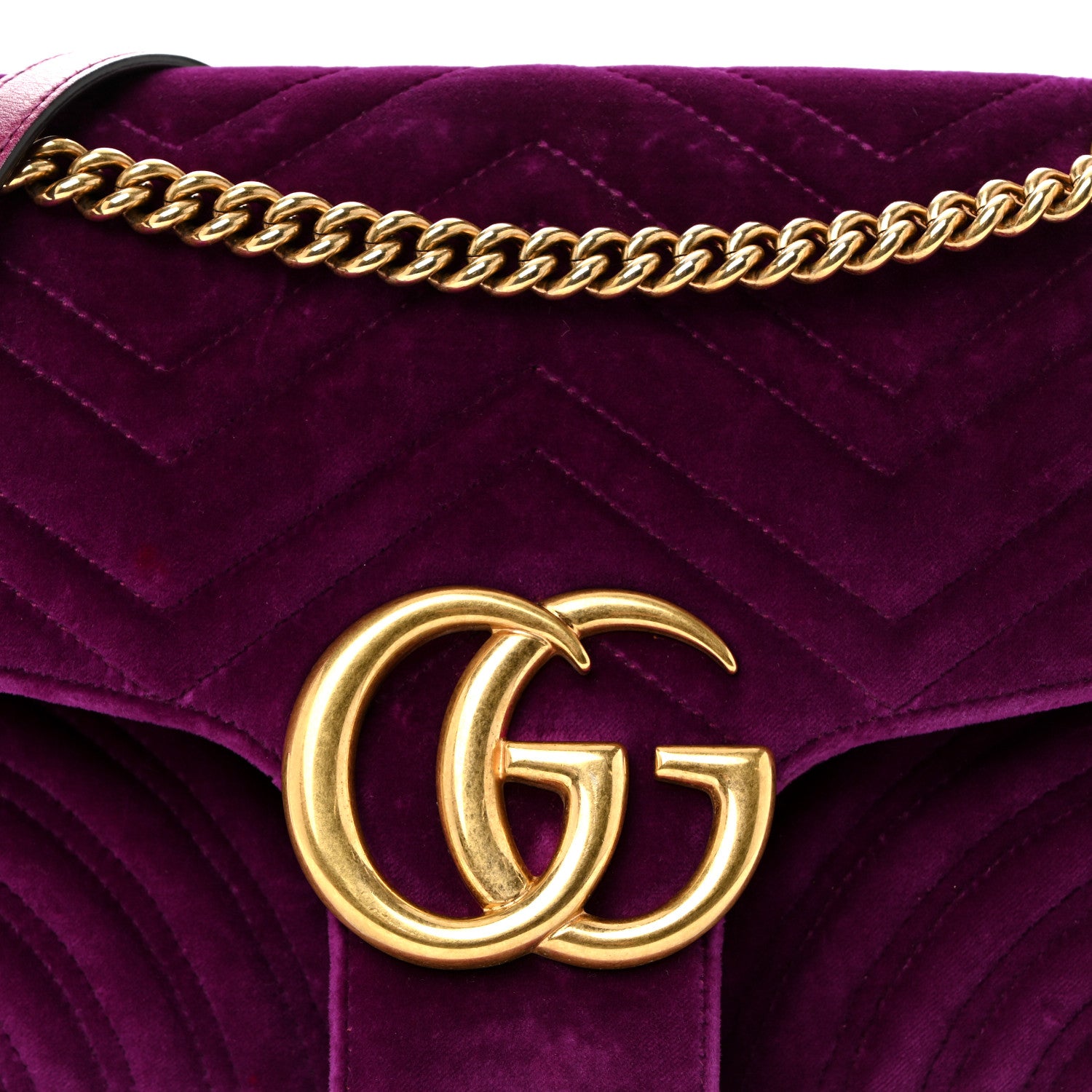 Gucci Velvet Matelasse Medium GG Marmont Shoulder Bag Fuchsia Violet Cyclamen 8 of 10