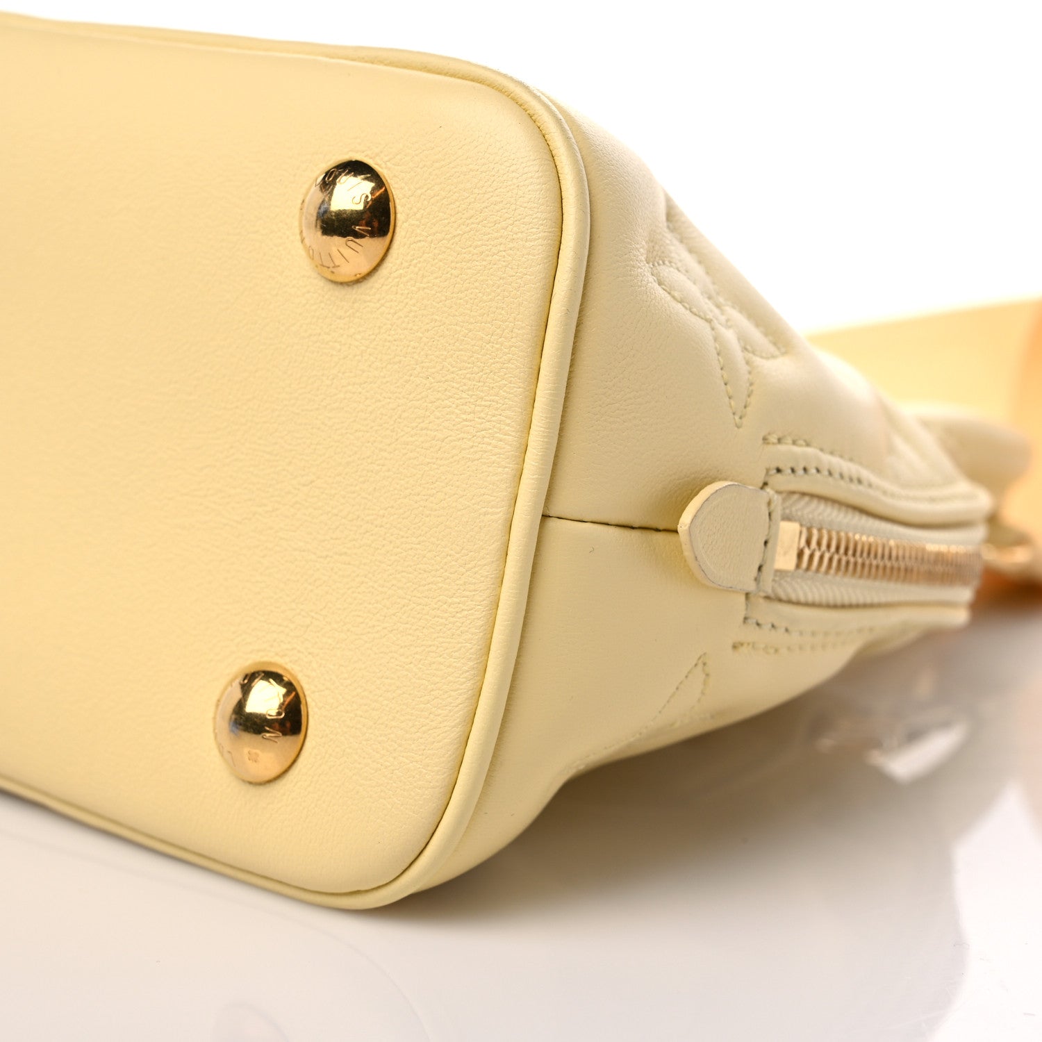 Louis Vuitton Calfskin Bubblegram Alma BB Banana 8 of 8