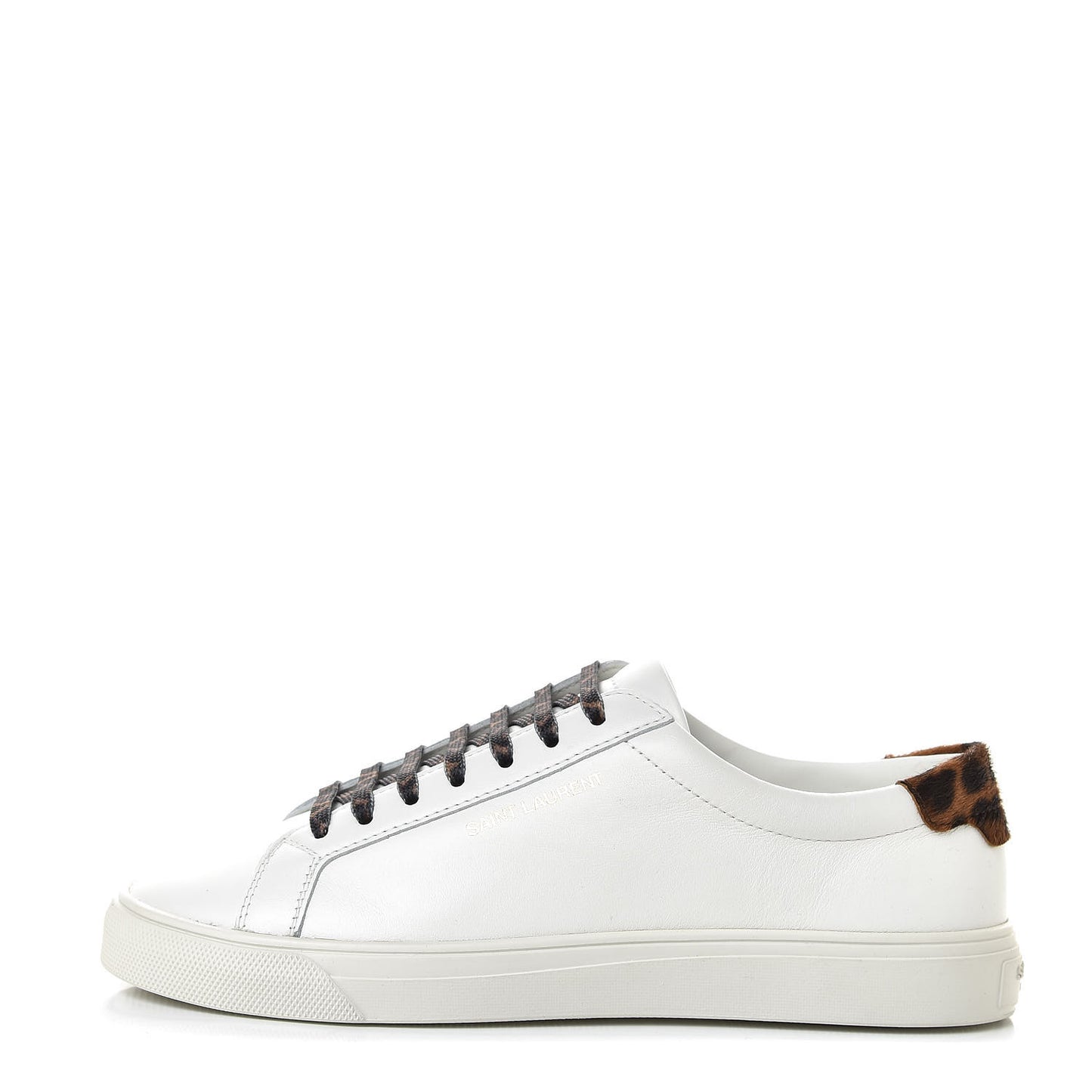 Calfskin Leopard Print Andy Low Top Sneakers 36.5 White