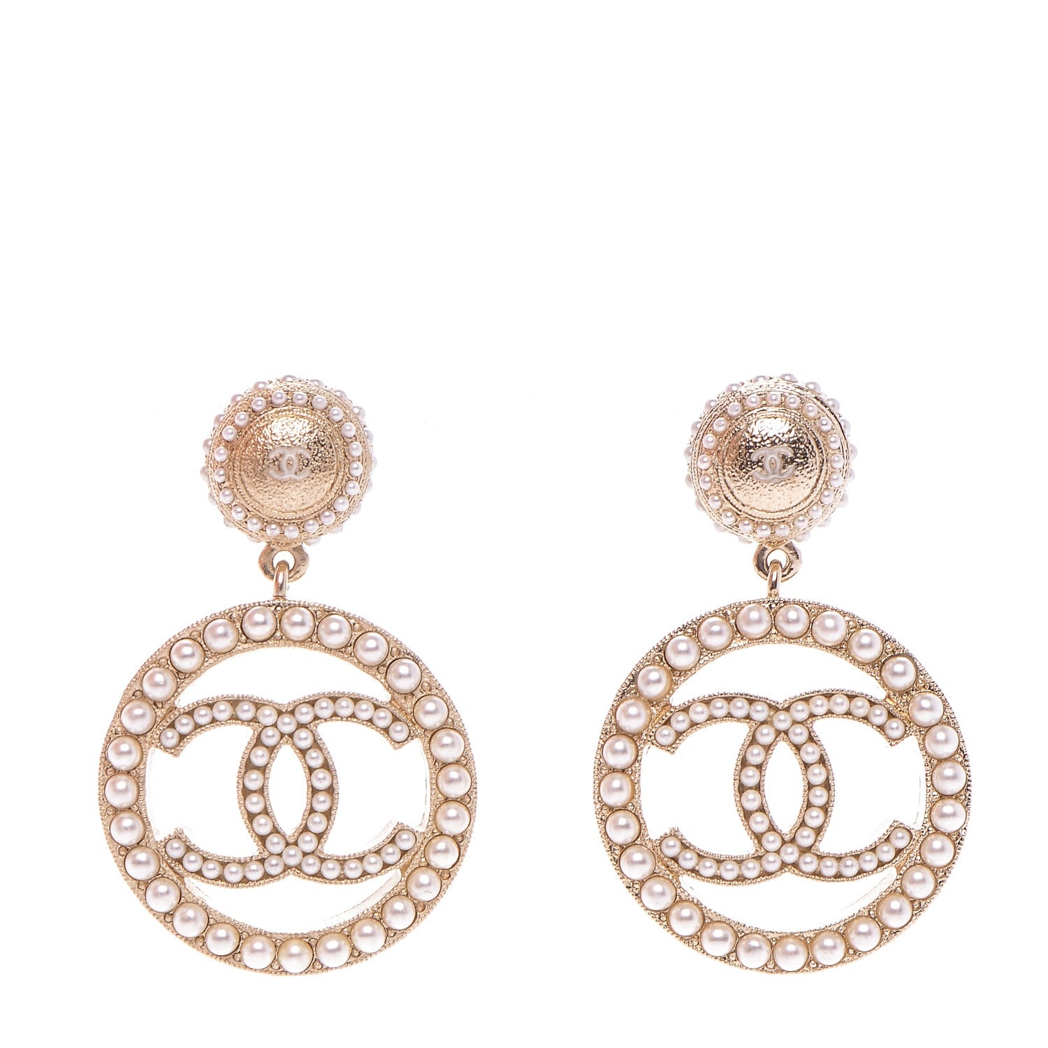 Chanel Pearl CC Drop Earrings Gold 1 of 4
