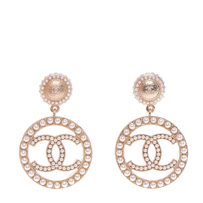 Chanel Pearl CC Drop Earrings Gold 1 of 4