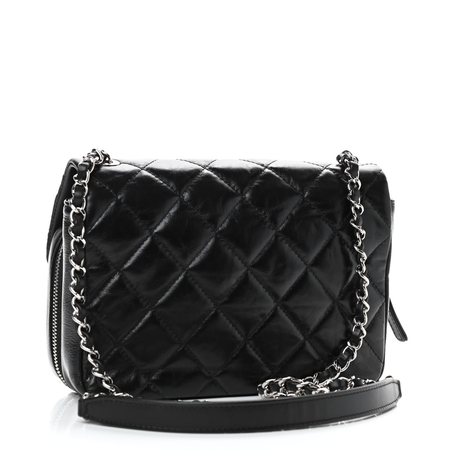 Chanel Aged Calfskin Quilted Express Zip Around Flap Black 2 of 4