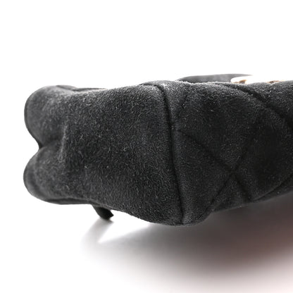 Chanel Suede Quilted Mini Phone Holder Clutch Black 11 of 15