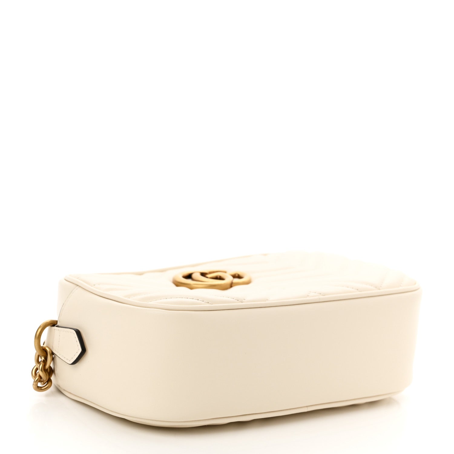 Gucci Calfskin Matelasse Small GG Marmont Chain Shoulder Bag White 4 of 10