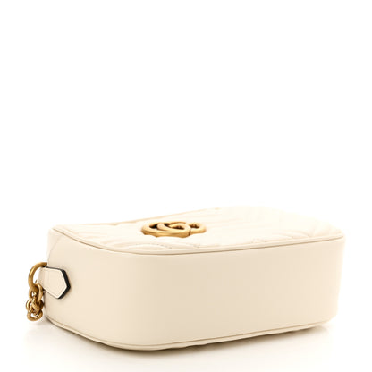 Gucci Calfskin Matelasse Small GG Marmont Chain Shoulder Bag White 4 of 10