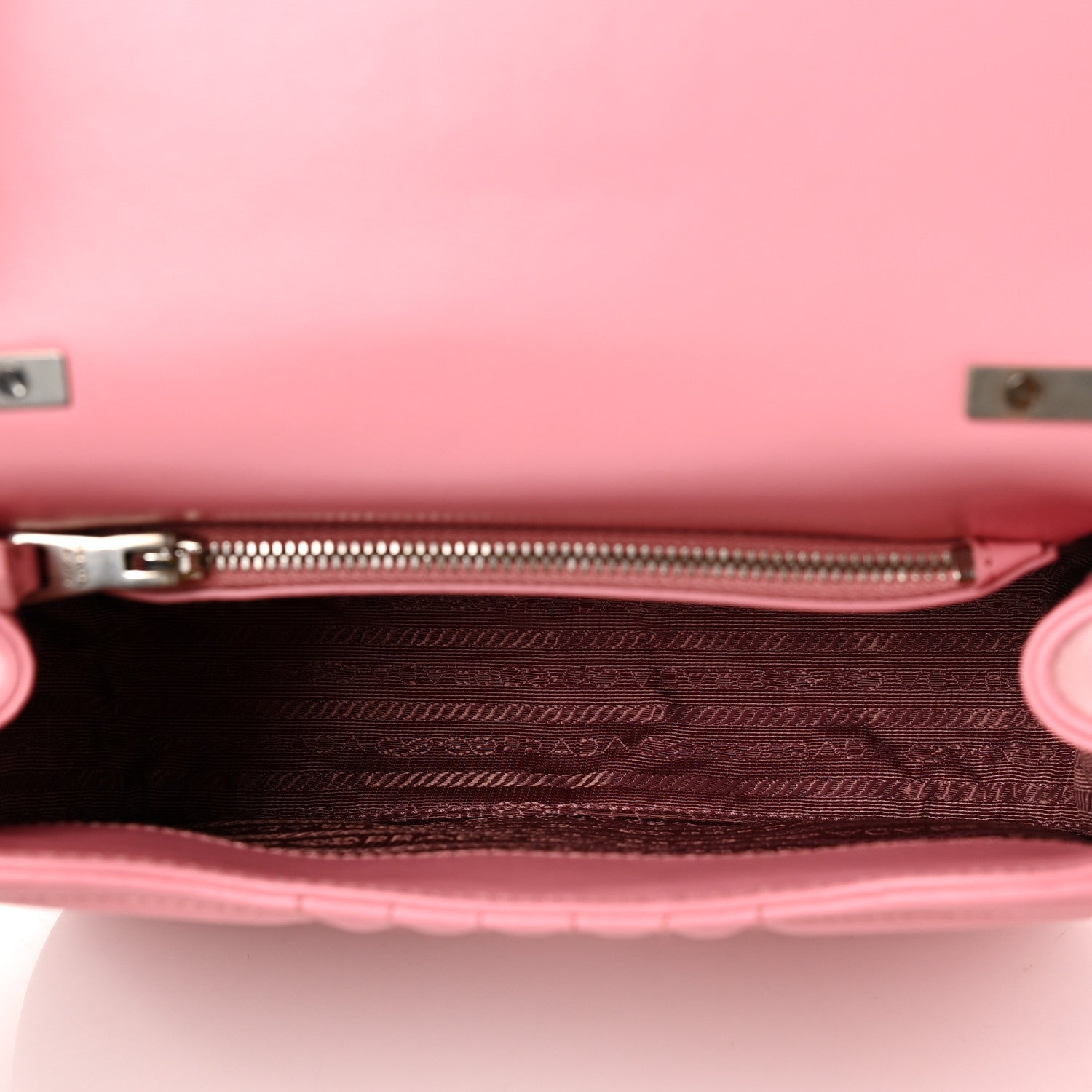 Prada Soft Calfskin Impunture Diagramme Flap Top Handle Bag Begonia 4 of 8