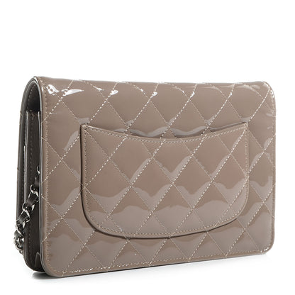 Chanel Patent Quilted Wallet On Chain WOC Grey 3 of 9
