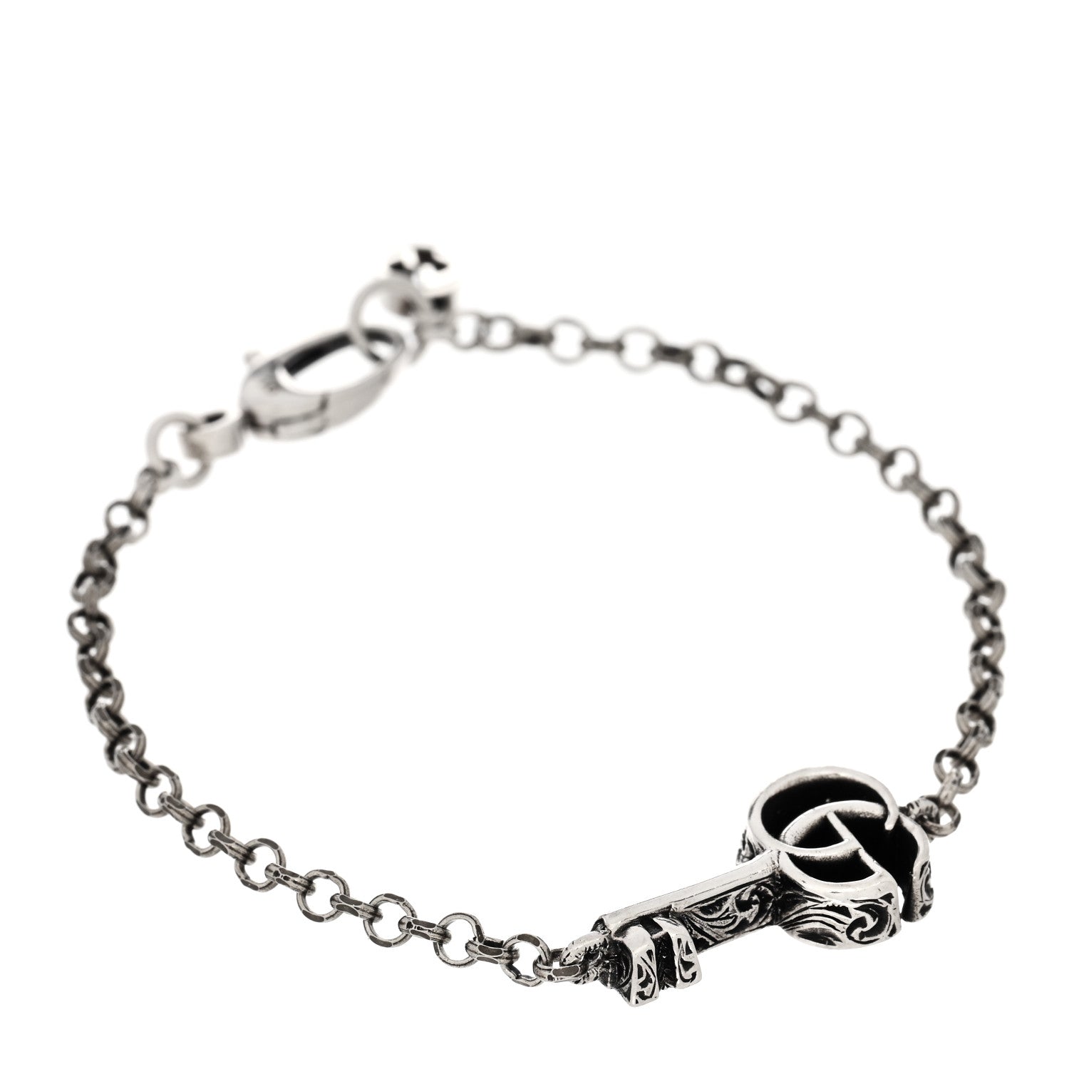 Gucci Sterling Silver Double G Key Bracelet 1 of 3