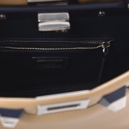 Fendi Nappa Bi-Color Studded Mini Peekaboo Iconic Satchel Cuoio Blue 8 of 9