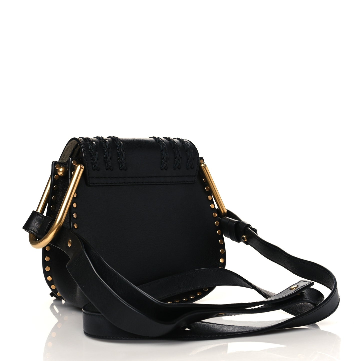 Calfskin Braided Mini Hudson Shoulder Bag Black