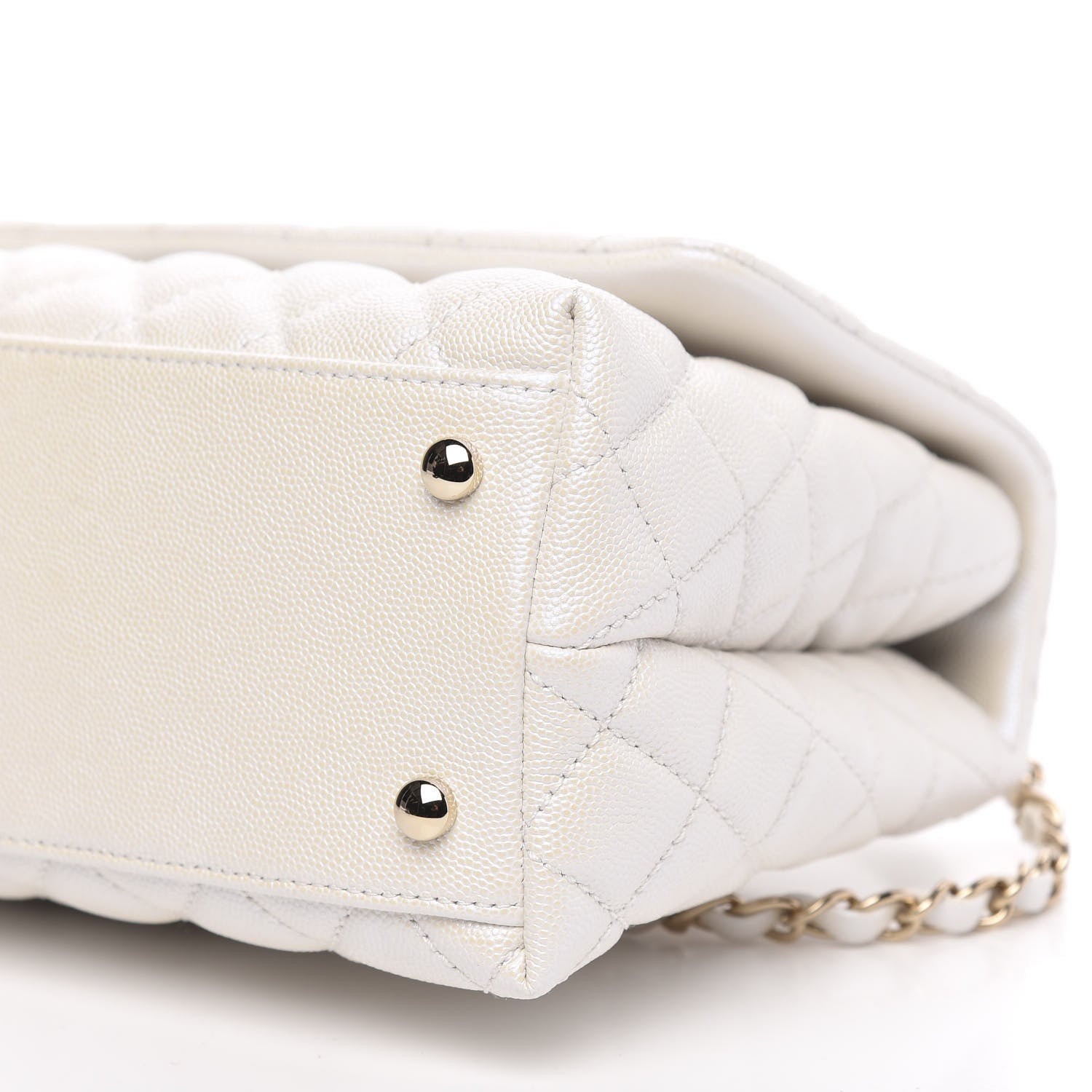 Chanel Iridescent Caviar Quilted Small Coco Handle Flap White 10 of 11