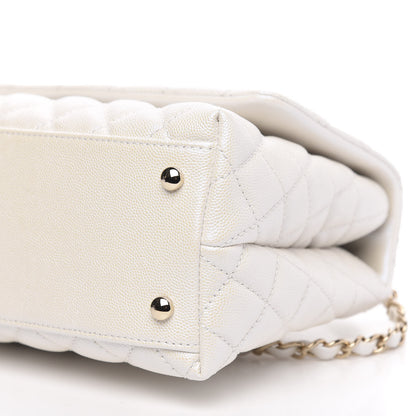 Chanel Iridescent Caviar Quilted Small Coco Handle Flap White 10 of 11