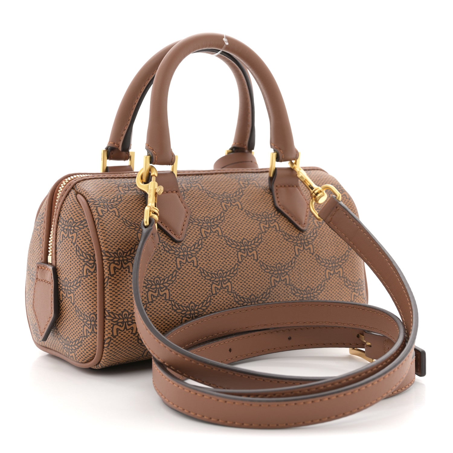 MCM Lauretos Nappa Mini Ella Boston Bag Cognac 3 of 9