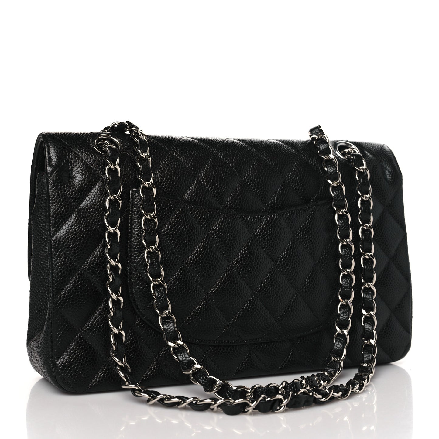 Caviar Quilted Medium Double Flap Black