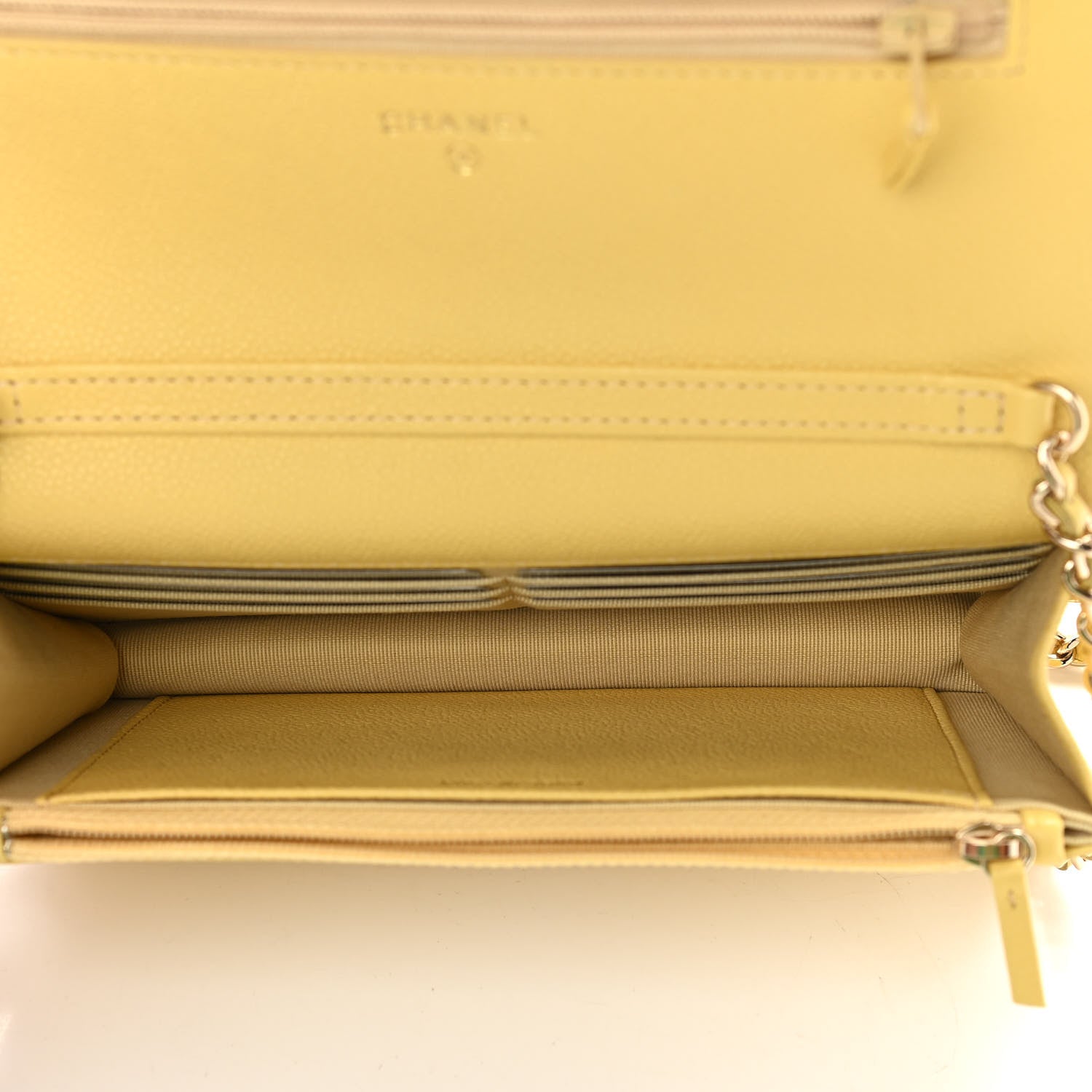 Chanel Caviar Quilted Tiny CC Wallet On Chain WOC Yellow 5 of 13