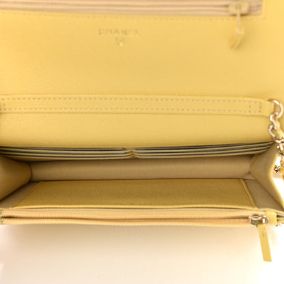 Chanel Caviar Quilted Tiny CC Wallet On Chain WOC Yellow 5 of 13