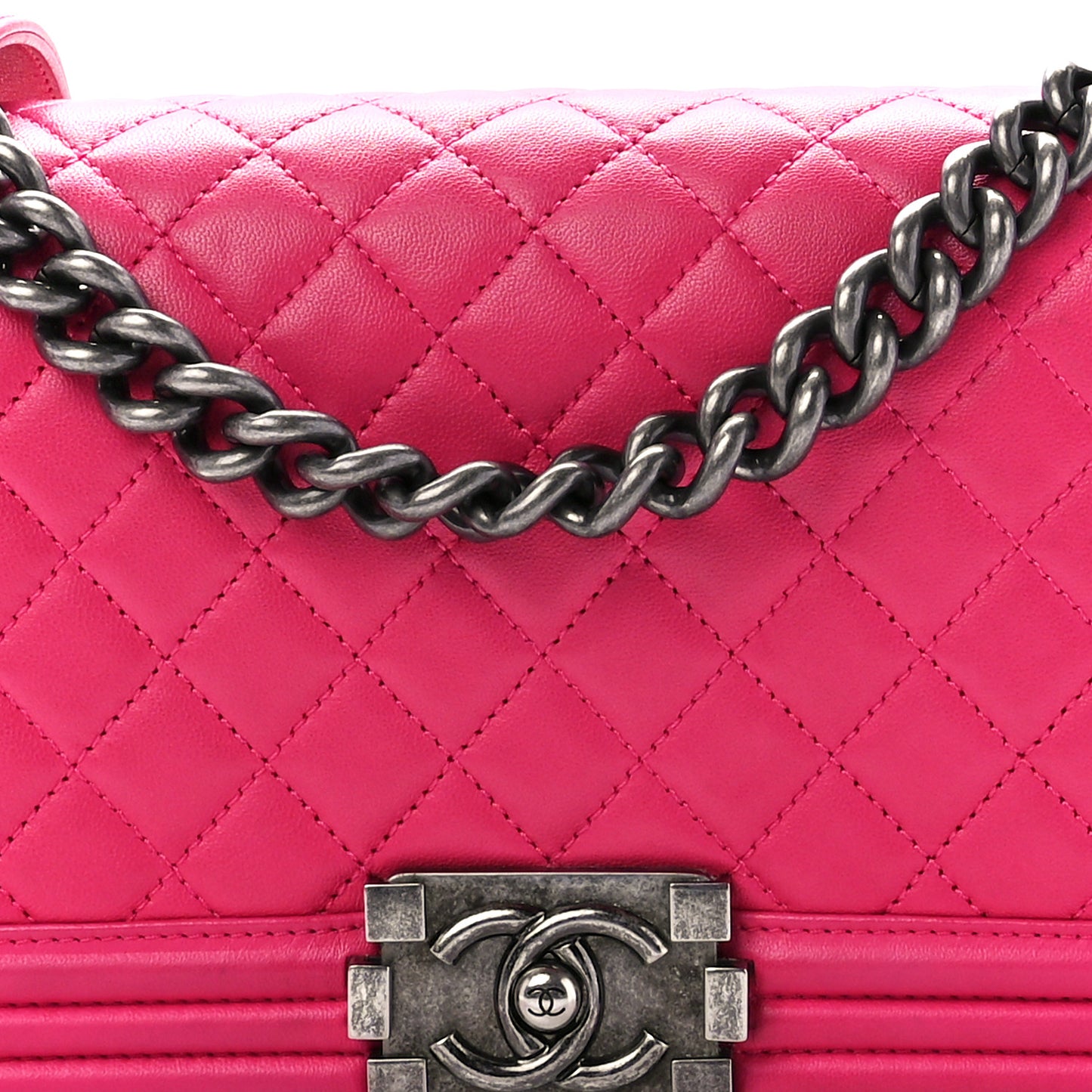 Lambskin Quilted Medium Boy Flap Pink
