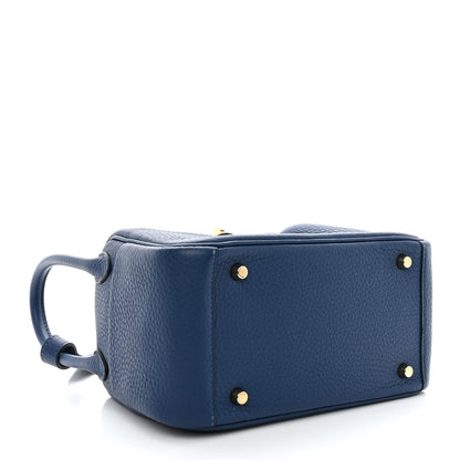 Hermes Taurillon Clemence Mini Lindy 20 Deep Bleu 4 of 13