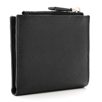 Prada Saffiano Metal Card Holder Compact Wallet Black 3 of 6