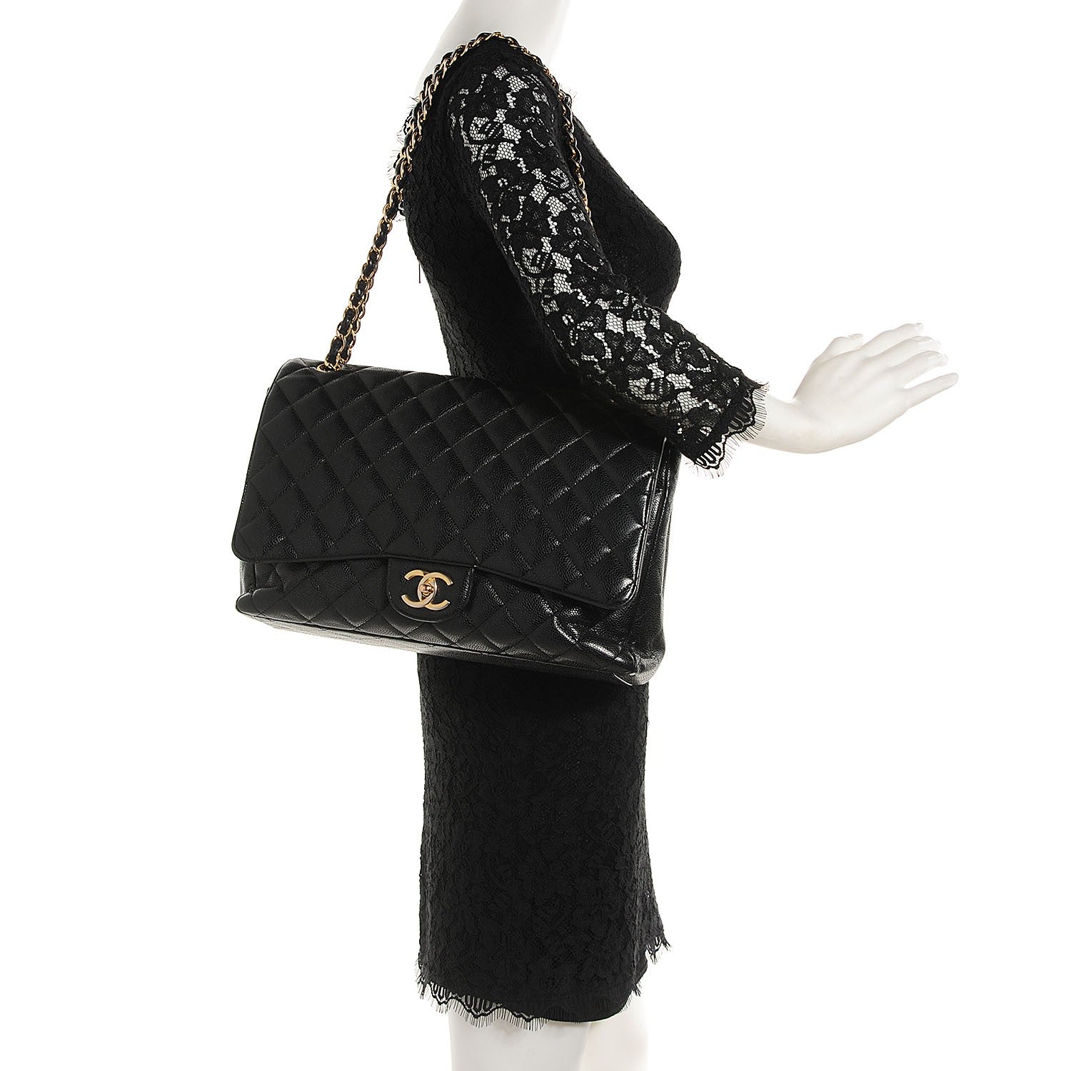 Chanel Caviar Quilted Maxi Double Flap Black 2 of 7