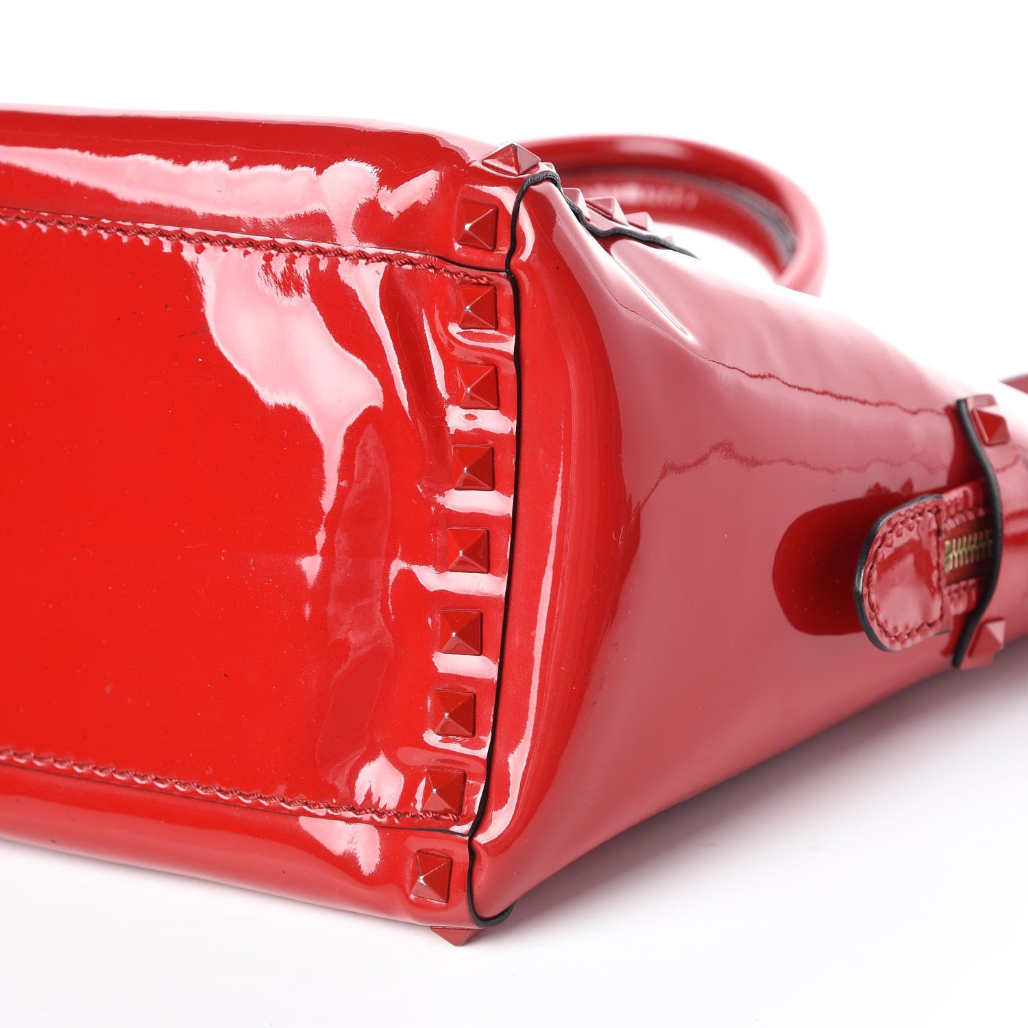 Valentino Garavani Patent Monochrome Small Rockstud Double Handle Tote Rosso Valentino 9 of 10