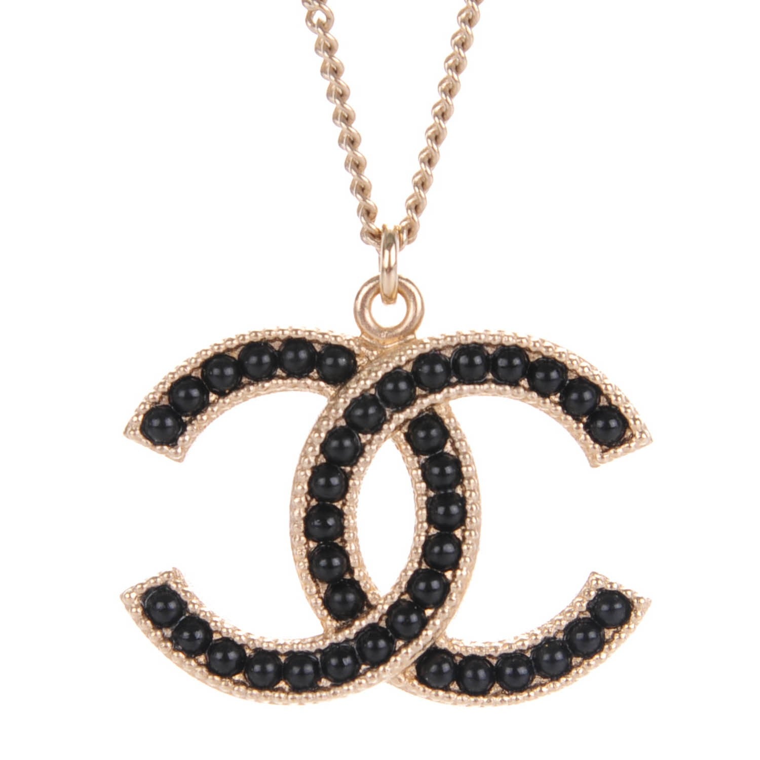 Chanel Bead CC Necklace Gold Black 2 of 6